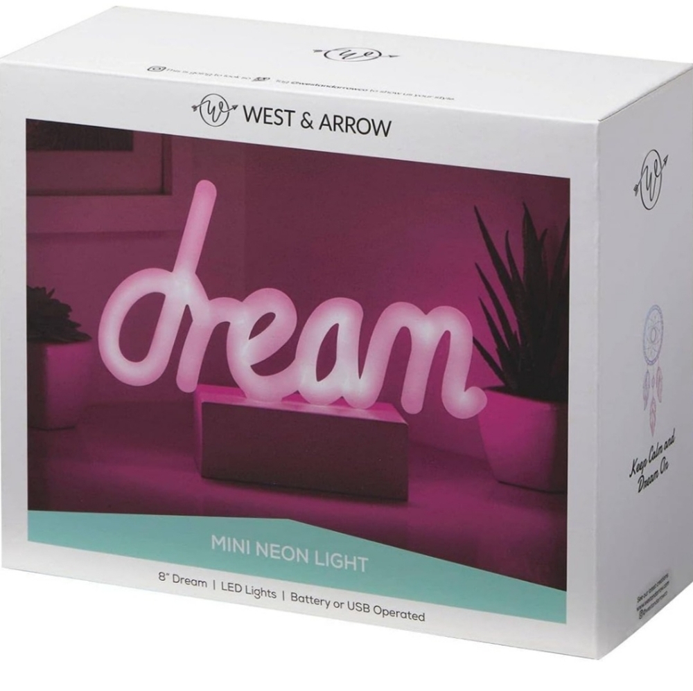 West & Arrow Mini LED Desk Tabletop Mini Dream Neon Lamp Night